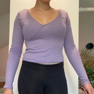 H&M Ribbed V-Neck Long Sleeve Top (Never Worn)